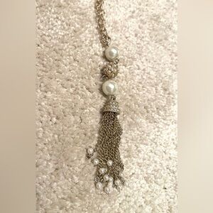 Lia Sophia Pearl and Gold Tassel Necklace